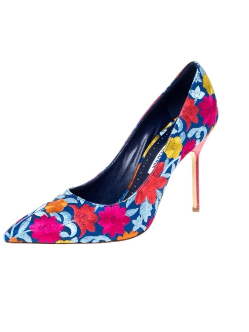 Manolo Blahnik BB 90 Blue Floral Embroidered Pointed Toe Pumps Stiletto Heels 38 - Picture 13 of 13